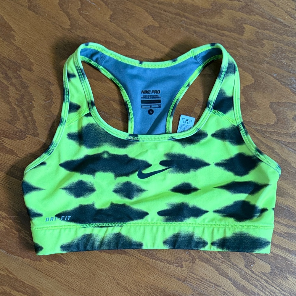 Nike Dri-FIT Yellow and Black Tie-Dye Sports Bra
